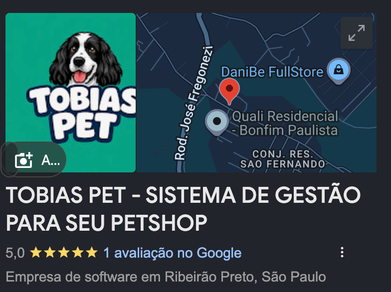 Tobias Pet no Google Meu Negócio — 5 estrelas em Ribeirão Preto